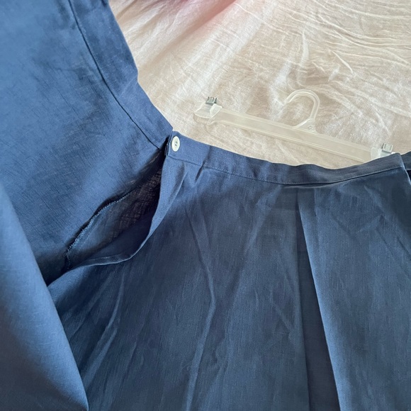 (S) Linen Wrap Skirt, Knee Length Circle Skirt - Picture 12 of 12